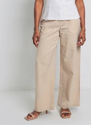 Pantalon droit taille élastique beige PAKO LITTO femme