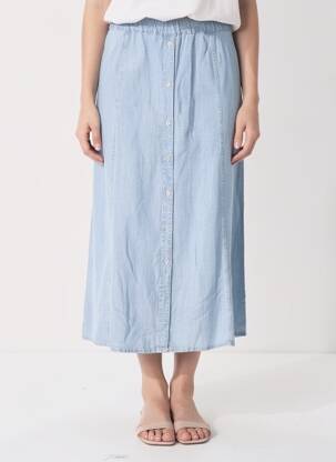 Jupe longue coupe fluide bleu B.YOUNG femme