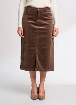 Jupe longue coupe droite marron MOLLY BRACKEN femme