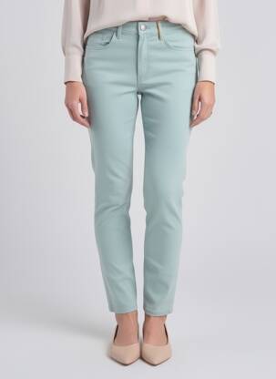 Pantalon slim tissage popeline taille normale vert COUTURIST femme