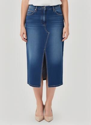 Jupe longue coupe droite bleu COUTURIST femme