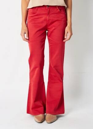 Pantalon flare fermeture zippée sous rabat boutonné rouge COUTURIST femme