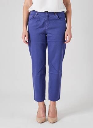 Pantalon 7/8 fermeture zippée sous rabat boutonné bleu COUTURIST femme