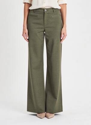 Pantalon flare fermeture zippée sous rabat boutonné vert COUTURIST femme