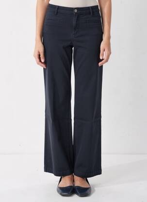 Pantalon droit fermeture zippée sous rabat boutonné taille normale bleu COUTURIST femme