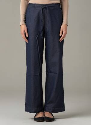 Pantalon droit taille élastique bleu COUTURIST femme