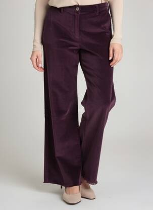 Pantalon droit fermeture zippée sous rabat boutonné taille normale violet COUTURIST femme
