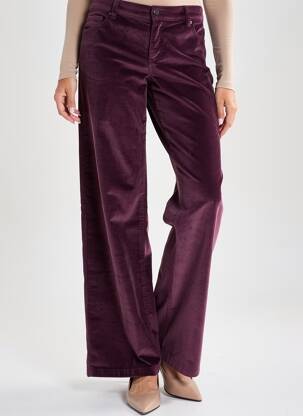 Pantalon droit fermeture zippée sous rabat boutonné taille normale violet COUTURIST femme