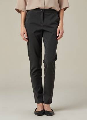 Pantalon chino fermeture zippée sous rabat boutonné taille normale gris COUTURIST femme