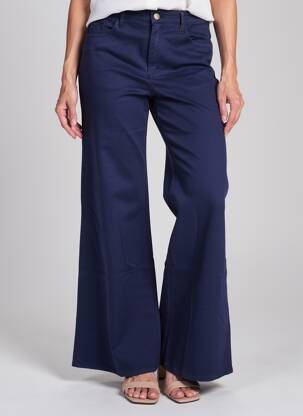 Pantalon flare fermeture zippée sous rabat boutonné bleu COUTURIST femme