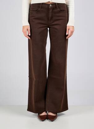 Pantalon flare fermeture zippée sous rabat boutonné marron COUTURIST femme