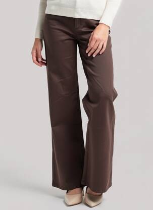 Pantalon flare fermeture zippée sous rabat boutonné marron fonce COUTURIST femme