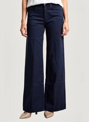 Pantalon flare fermeture zippée sous rabat boutonné bleu COUTURIST femme