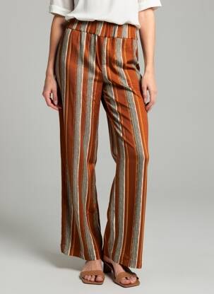 Pantalon droit taille élastique marron COUTURIST femme