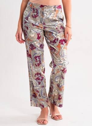 Pantalon droit fermeture zippée sous rabat boutonné violet COUTURIST femme