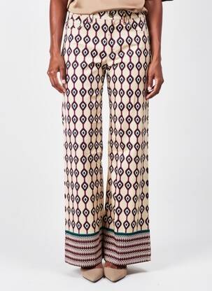 Pantalon flare fermeture zippée sous rabat boutonné beige COUTURIST femme