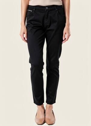 Pantalon slim tissage popeline taille normale noir COUTURIST femme