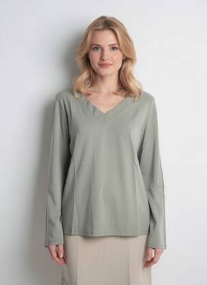 Top col v manches longues gris COUTURIST femme