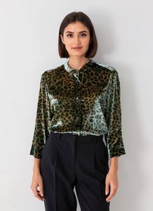 Chemisier imprimé fantaisie manches longues vert COUTURIST femme