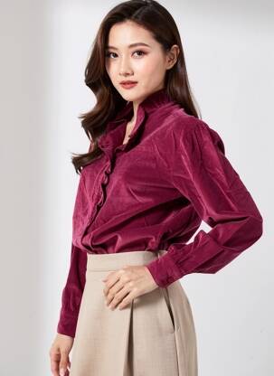 Chemisier coupe cintrée manches longues violet COUTURIST femme