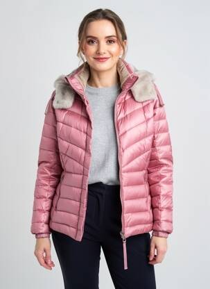 Doudoune manches longues a capuche rose WHITE LABEL femme
