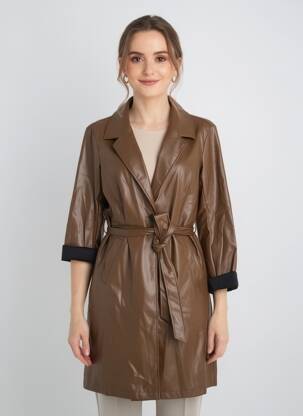 Manteau long coupe cintrée sans capuche marron CHRISTY femme