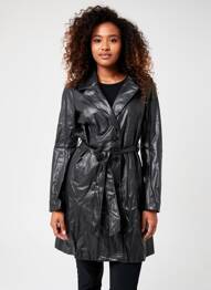 Manteau long coupe cintrée sans capuche noir CHRISTY femme
