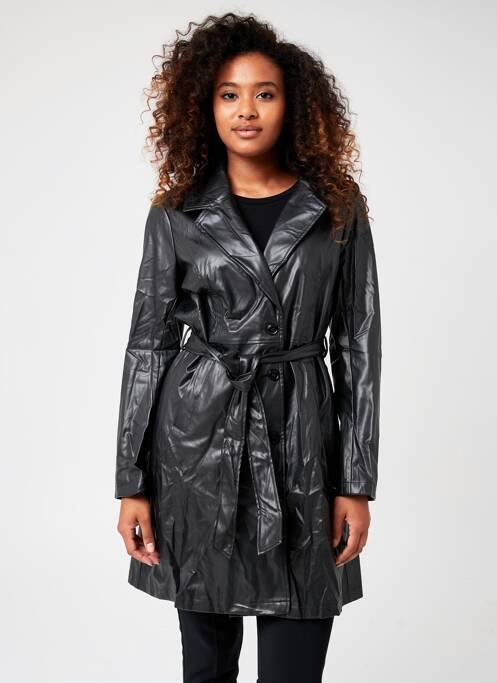 Manteau long coupe cintrée sans capuche noir CHRISTY femme