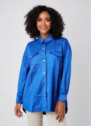 Chemisier coupe droite manches longues bleu CHRISTY femme