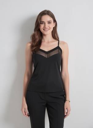 Top/caraco effet matière satinée noir YSABEL MORA femme