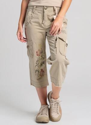 Pantacourt tissage popeline taille normale beige REPUBLICA femme
