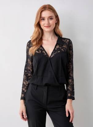 Body lingerie broderie noir CHARLOTT' femme
