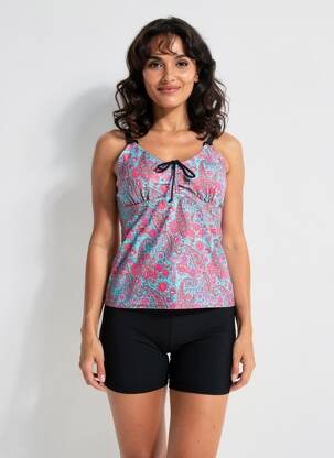 Tankini imprimé fantaisie noir LAGON BLEU femme