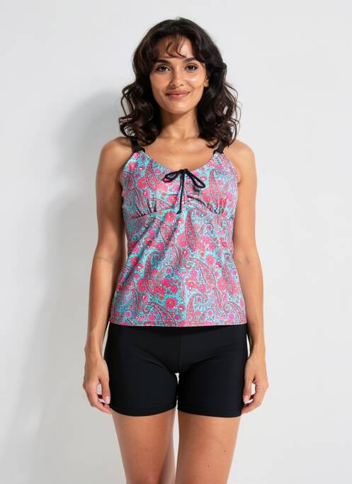 Tankini imprimé fantaisie noir LAGON BLEU femme