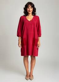 Robe mi-longue manches longues manches longues rouge BLANC BOHEME femme