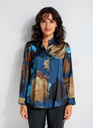 Chemisier coupe cintrée manches longues bleu BLANC BOHEME femme