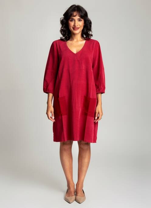Robe mi-longue manches longues manches longues rouge BLANC BOHEME femme