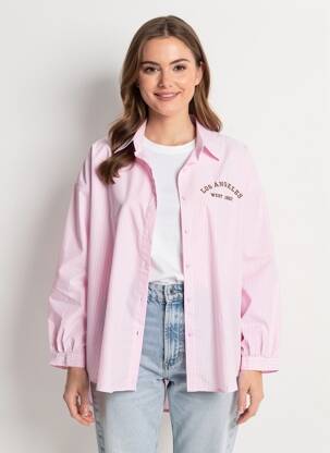 Chemisier imprimé fantaisie manches longues rose FLAMANT ROSE femme