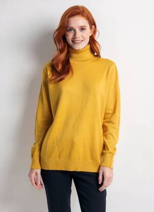 Pull col roulé coupe cintrée manches longues jaune H&L femme