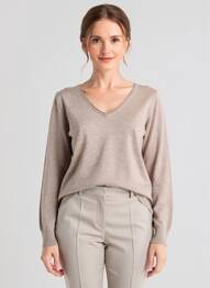 Pull coupe cintrée manches longues beige DIX ONZE (TEN-ELEVEN) femme