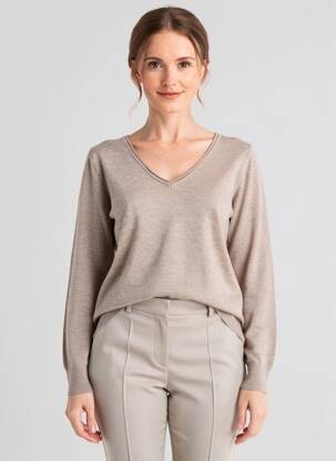 Pull coupe cintrée manches longues beige DIX ONZE (TEN-ELEVEN) femme