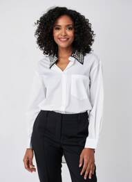 Chemisier coupe droite manches longues blanc LM LULU femme