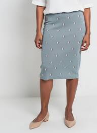 Jupe mi-longue coupe droite bleu BRIC-A-BRAC femme