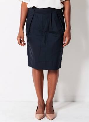 Jupe mi-longue coupe droite bleu SOFIE D'HOORE femme