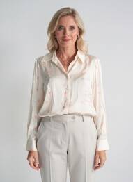 Chemisier imprimé fantaisie manches longues beige BLANC BOHEME femme