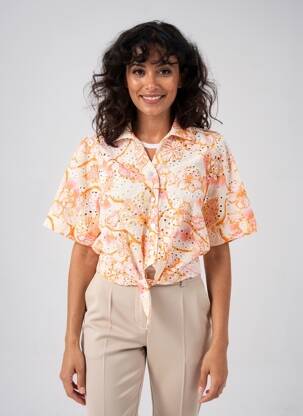 Chemisier manches courtes manches courtes orange BLANC BOHEME femme