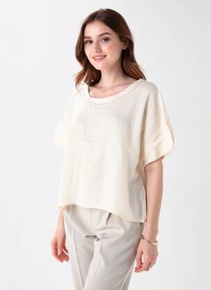 Top manches courtes manches courtes beige BLANC BOHEME femme