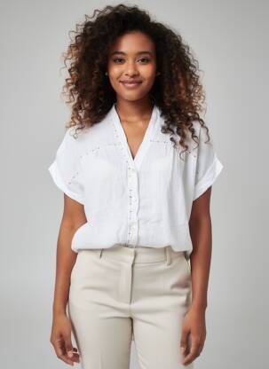 Chemisier manches courtes manches courtes blanc BLANC BOHEME femme
