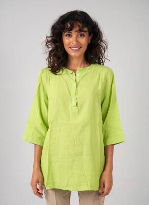 Top col rond manches 3/4 vert BLANC BOHEME femme