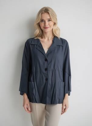 Veste casual coupe droite bleu BLANC BOHEME femme